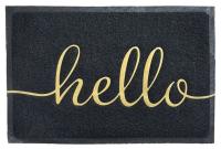 Коврик придверный пористый ComeForte "Hello" 60*90 Черный 20шт/уп
