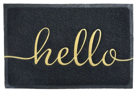 Коврик придверный пористый ComeForte "Hello" 50*80 Черный 30шт/уп