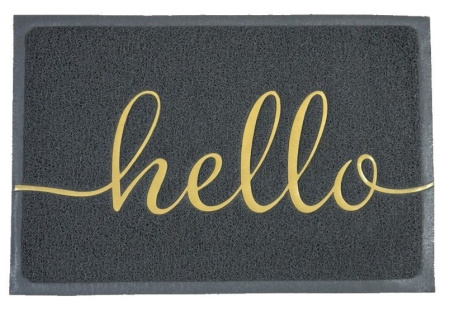 Коврик придверный пористый ComeForte "Hello" 50*80 Серый 30шт/уп